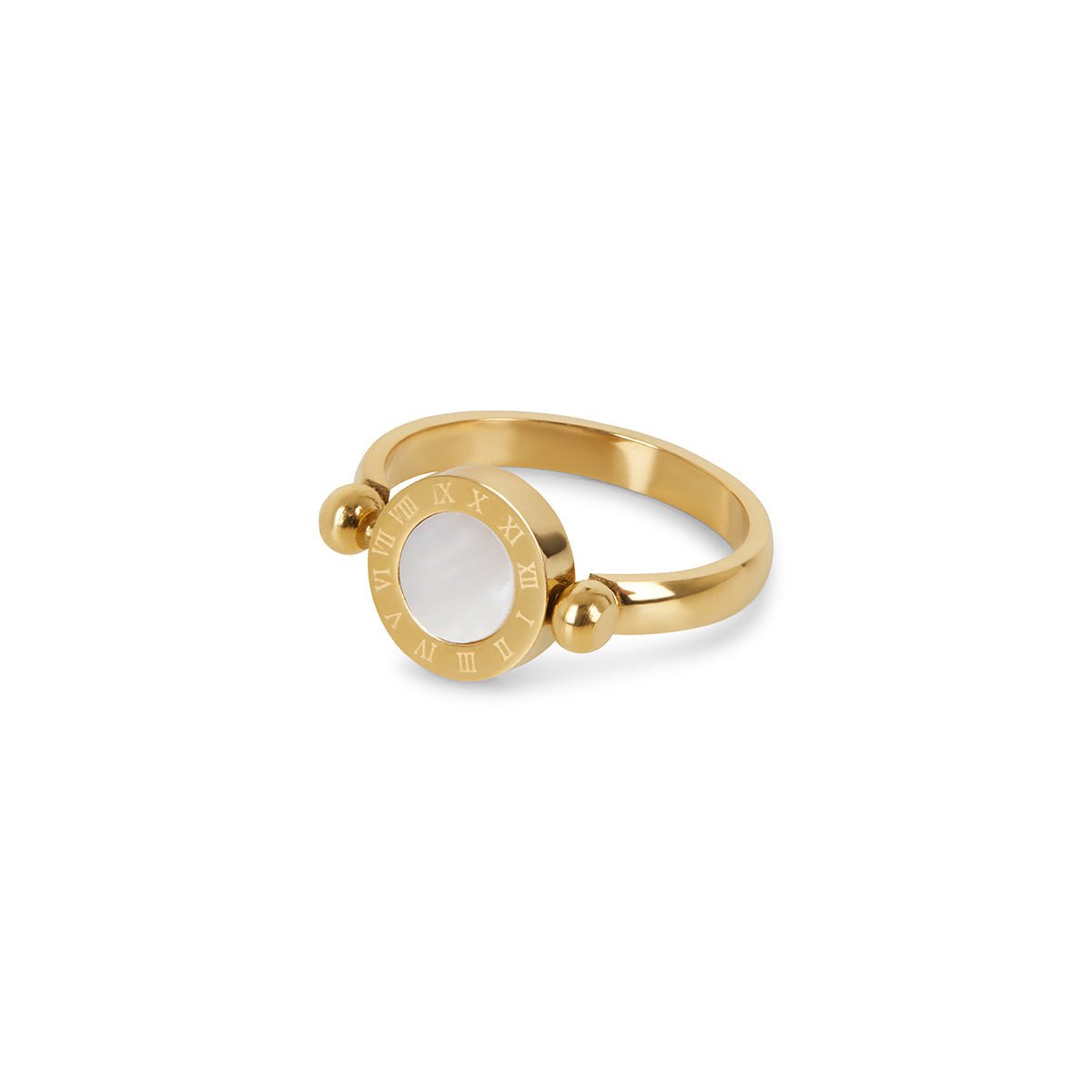 Roman Numeral Spinner Ring 18k Gold Plated