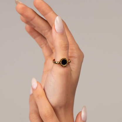 Roman Numeral Spinner Ring 18k Gold Plated