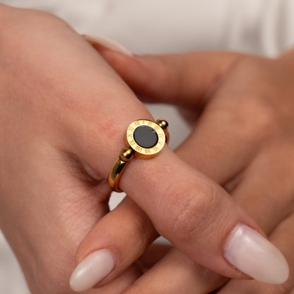 Roman Numeral Spinner Ring 18k Gold Plated