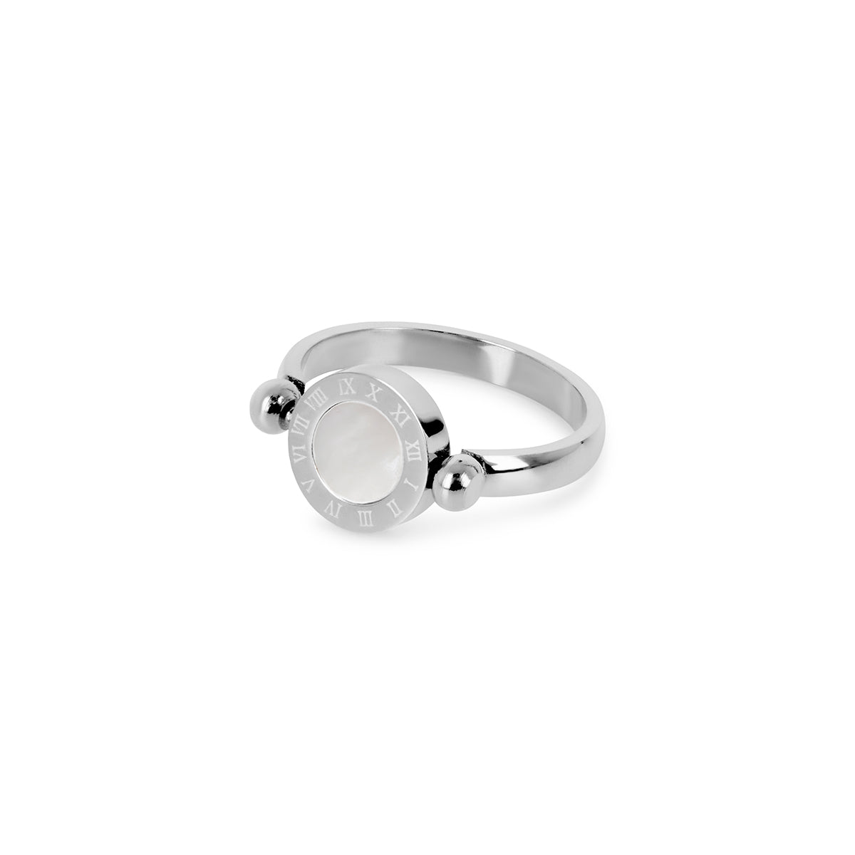 Roman Numeral Spinner Ring 18k Gold Plated - Silver