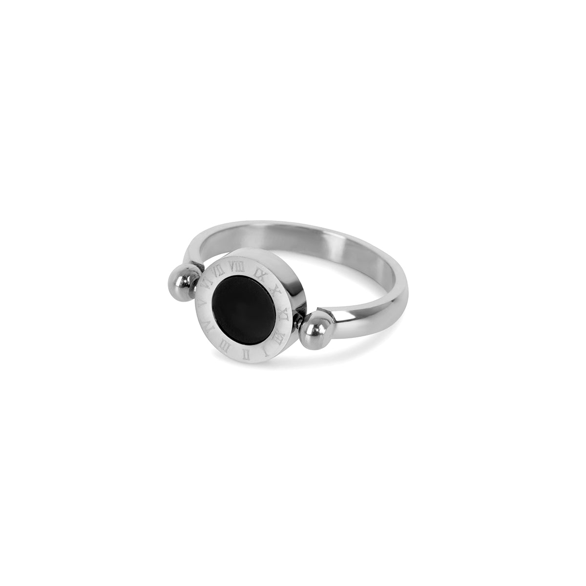 Roman Numeral Spinner Ring 18k Gold Plated - Silver