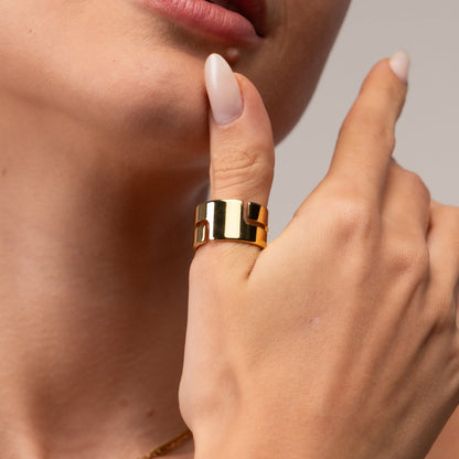 Hi-Lo Chunky Ring 18k Gold Plated