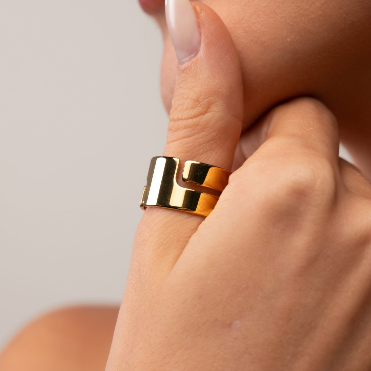 Hi-Lo Chunky Ring 18k Gold Plated
