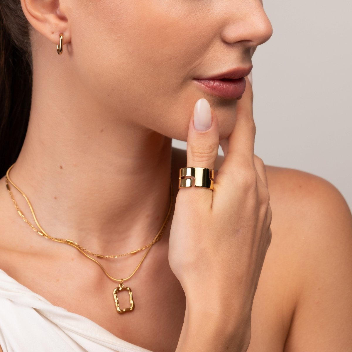 Hi-Lo Chunky Ring 18k Gold Plated