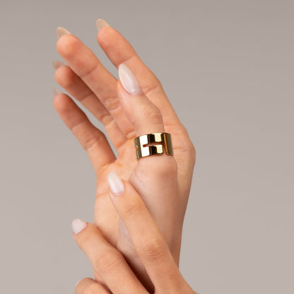 Hi-Lo Chunky Ring 18k Gold Plated