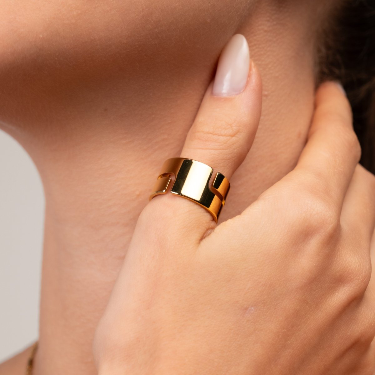 Hi-Lo Chunky Ring 18k Gold Plated