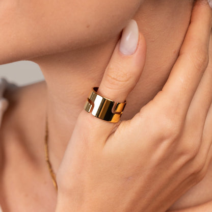 Hi-Lo Chunky Ring 18k Gold Plated