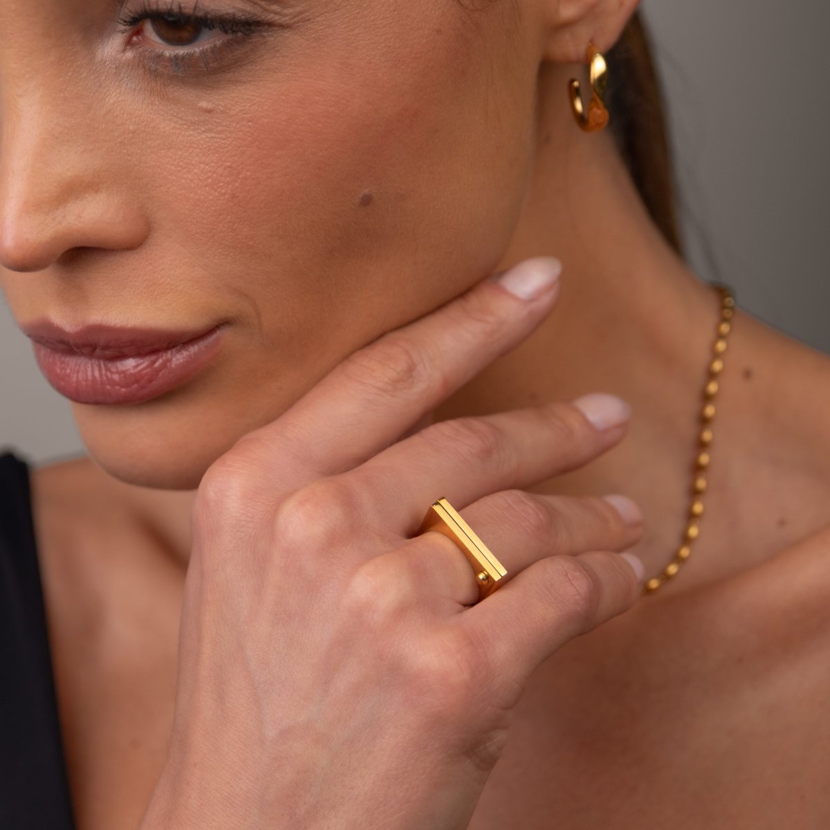 Flat Screw Ring 18k Gold Plated