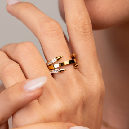 Studded Nail Ring 18k Gold Plated