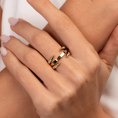 Studded Nail Ring 18k Gold Plated