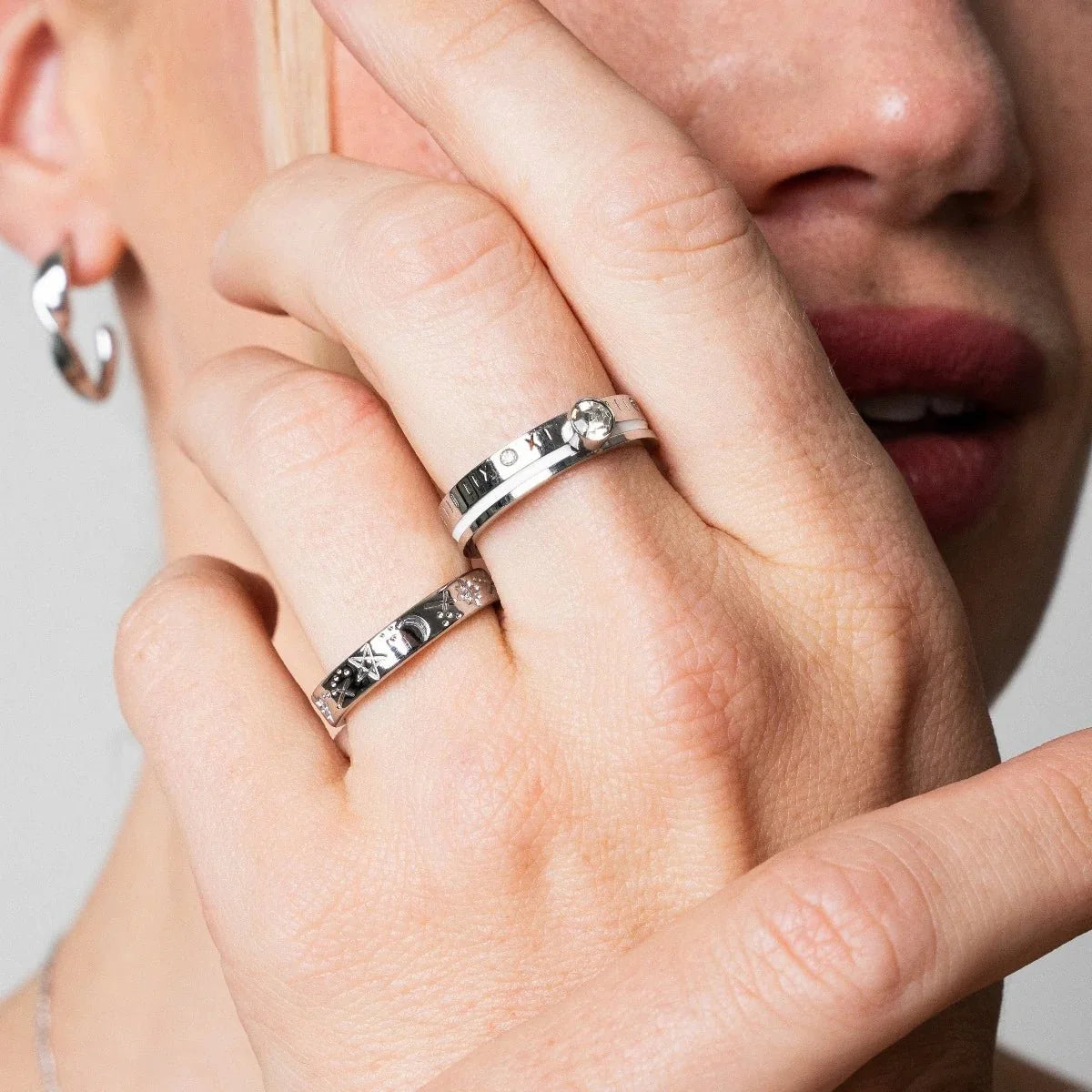 Queen Crystal Stone Ring 18k Gold Plated - Silver