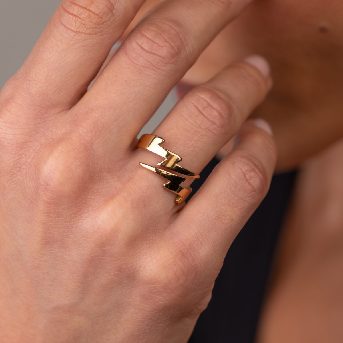 Lightning Bolt Ring 18k Gold Plated