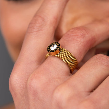 Roman Mesh 18k Gold Plated Ring
