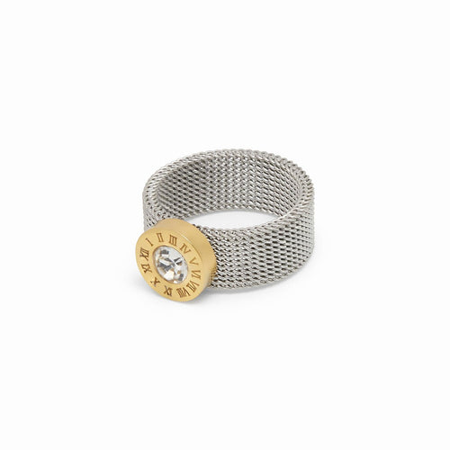 Roman Mesh 18k Gold Plated Ring - Silver