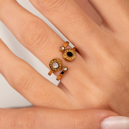 Venice Roman Numeral 18k Gold Plated Ring
