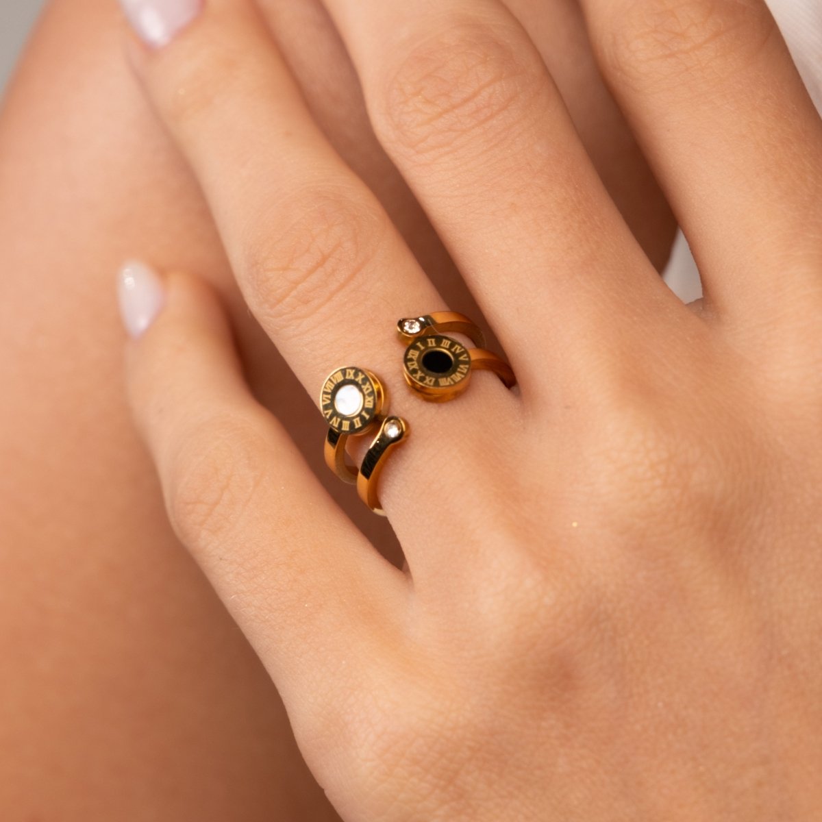 Venice Roman Numeral 18k Gold Plated Ring