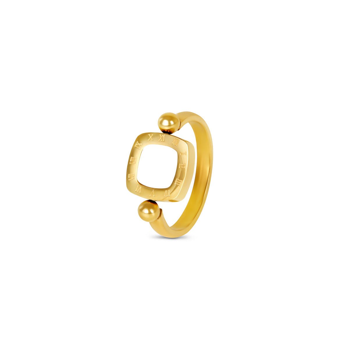Square Charm Spinner Ring - 18k Gold Plated