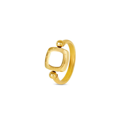 Square Charm Spinner Ring - 18k Gold Plated