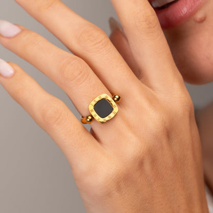 Square Charm Spinner Ring - 18k Gold Plated