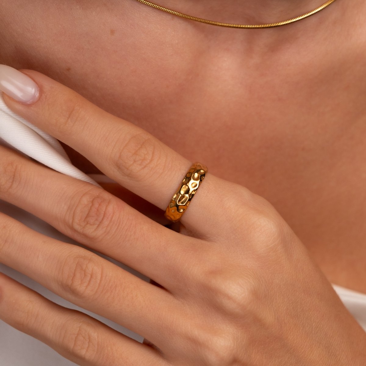 Lunar Texture Ring - 18k Gold Plated