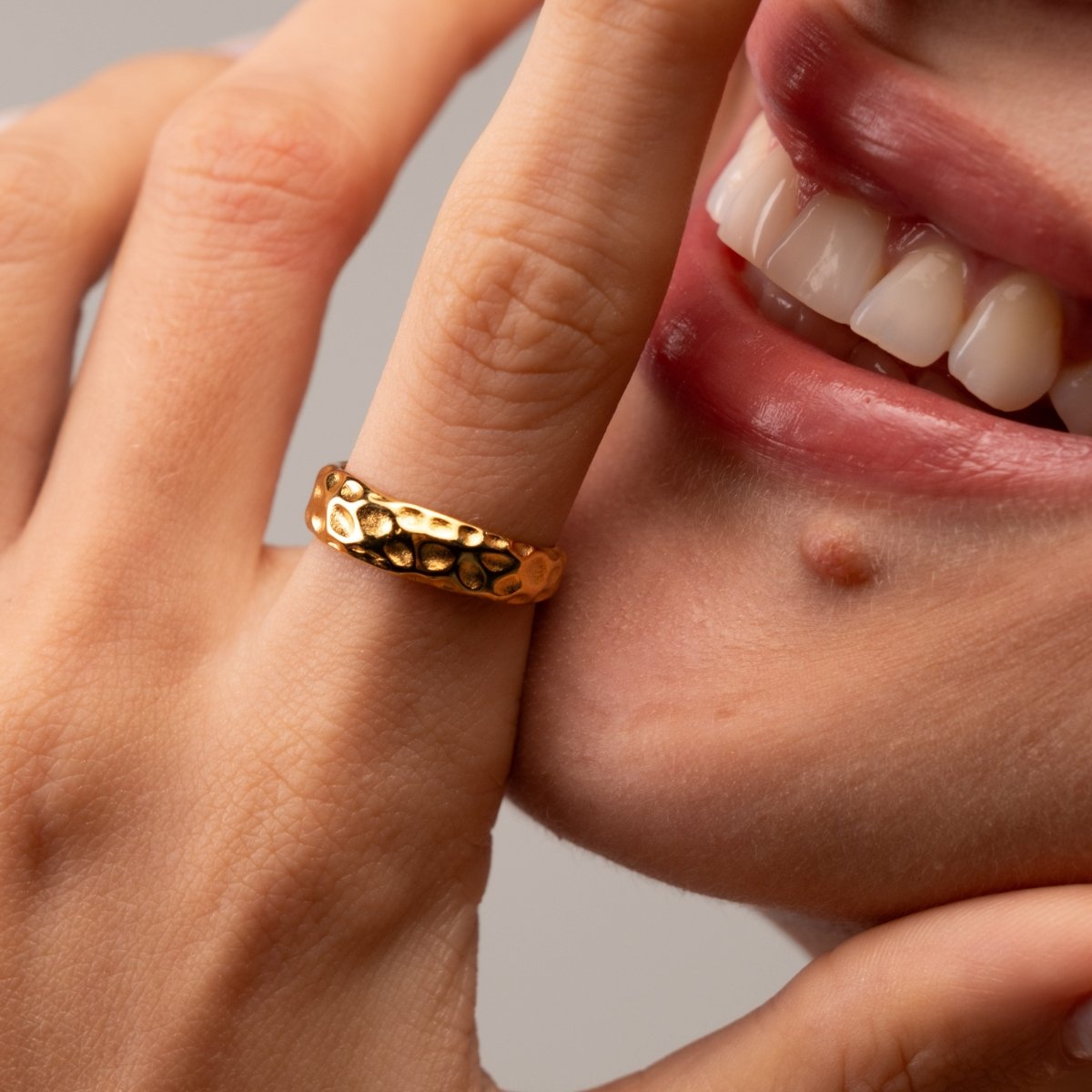 Lunar Texture Ring - 18k Gold Plated
