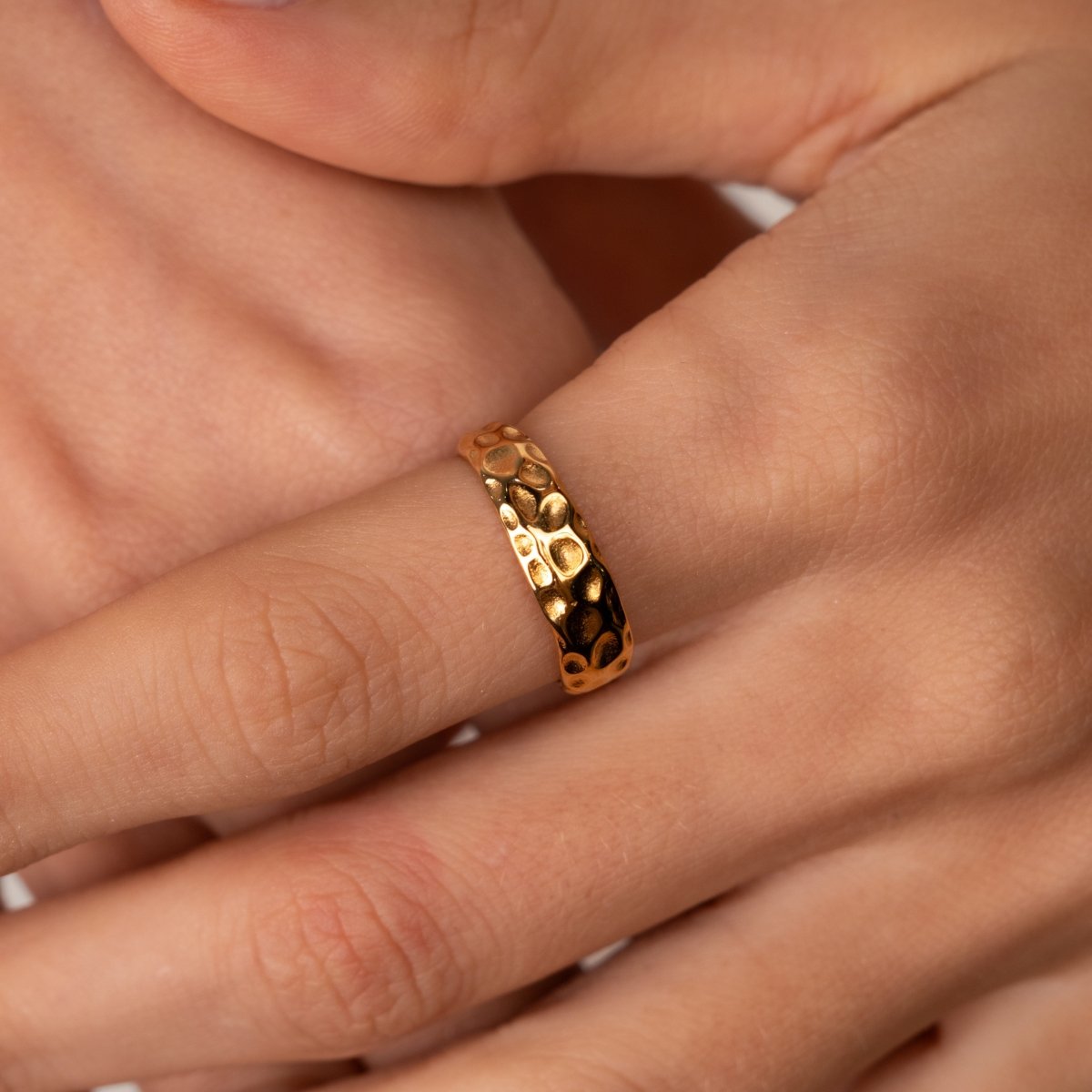 Lunar Texture Ring - 18k Gold Plated