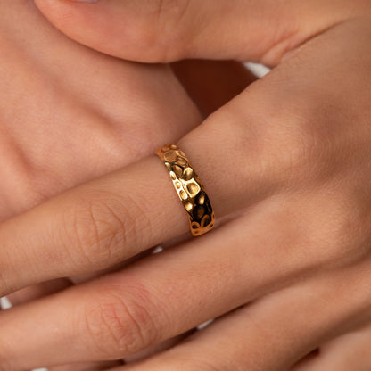 Lunar Texture Ring - 18k Gold Plated