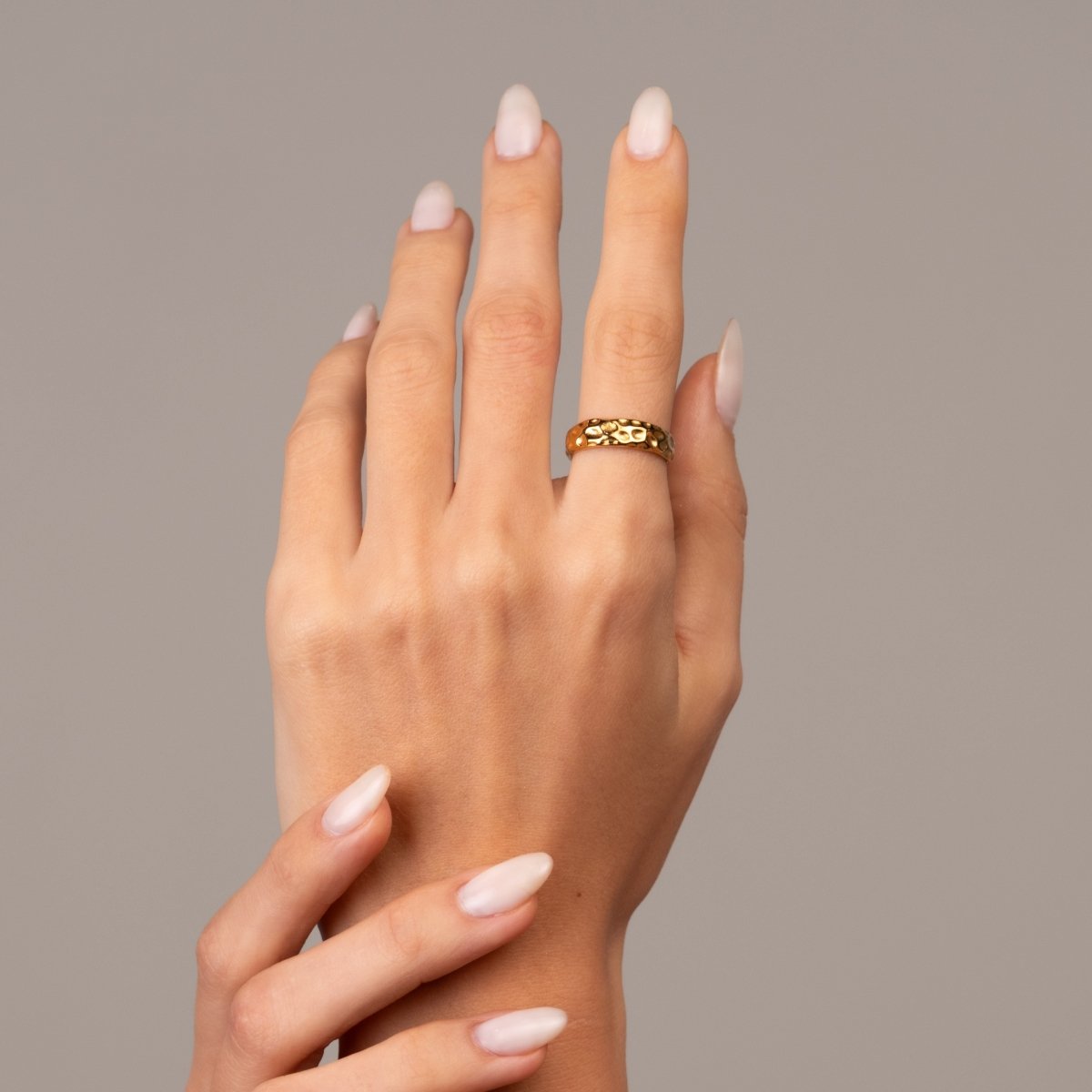 Lunar Texture Ring - 18k Gold Plated