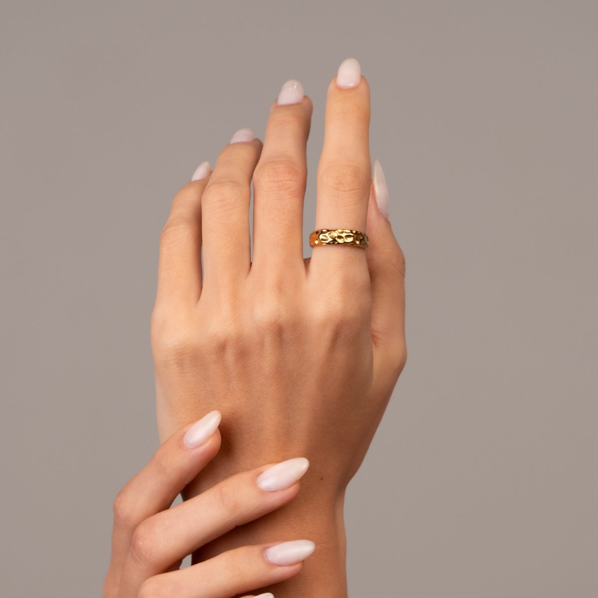 Lunar Texture Ring - 18k Gold Plated