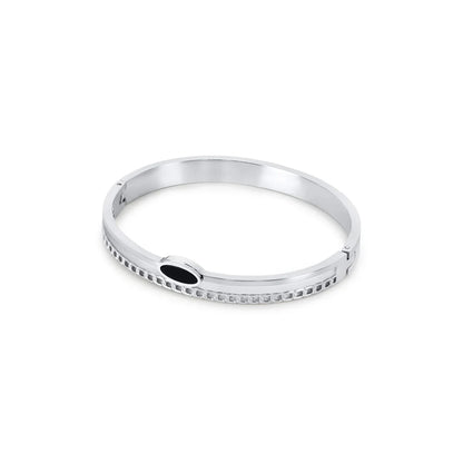 Onyx Layered Bangle - Silver