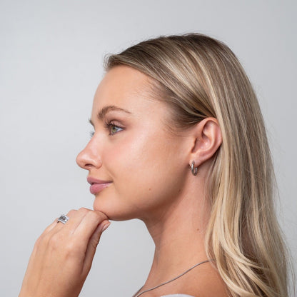 Textured Hoop Earrings - Silver