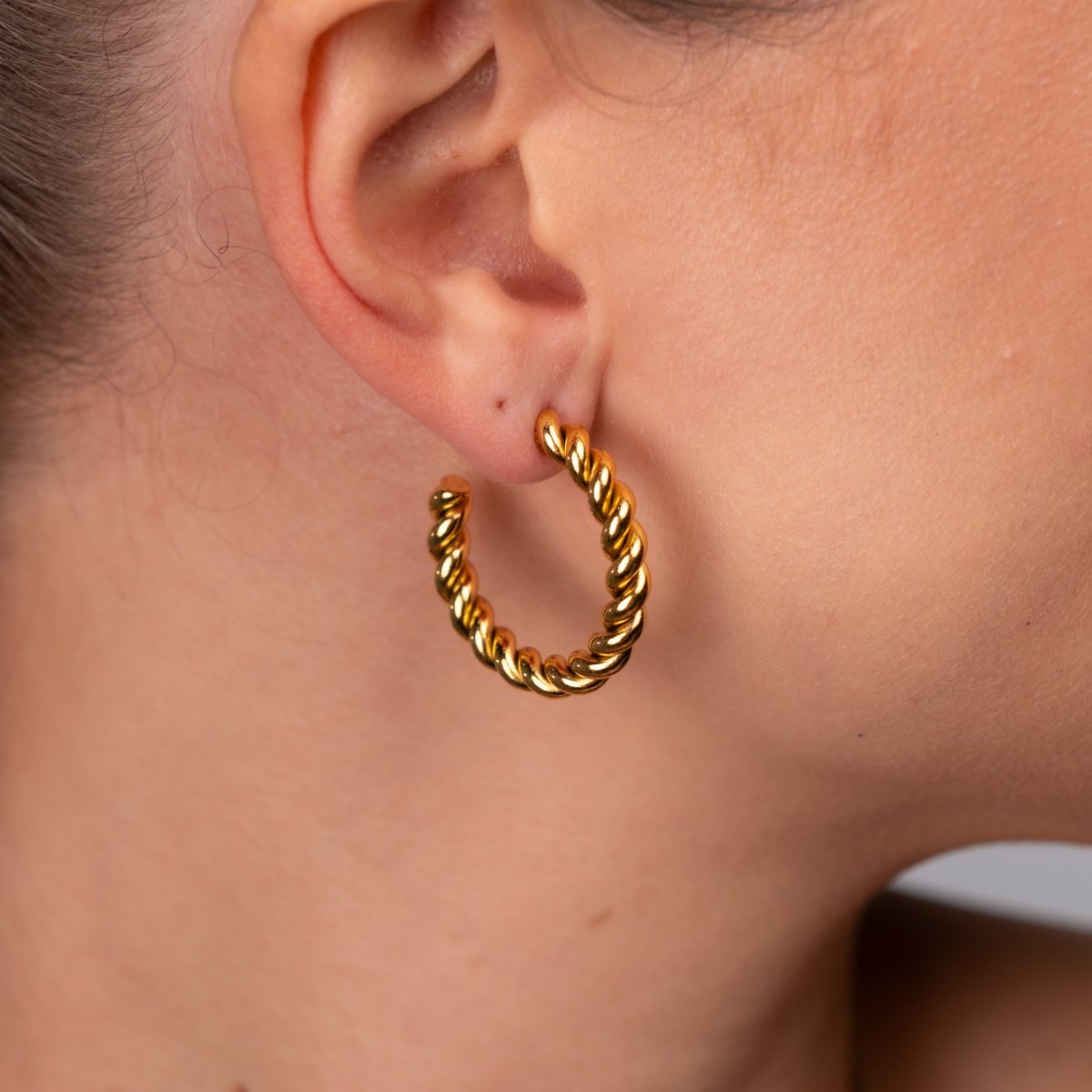 Twist Hoop Earrings 18k Gold Plated