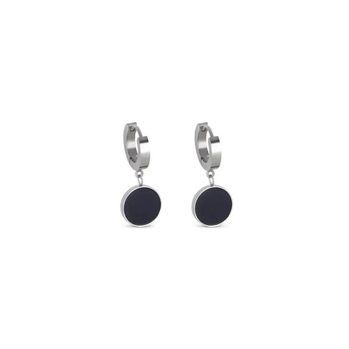 Noir Drop Earrings 18k Gold Plated - Silver