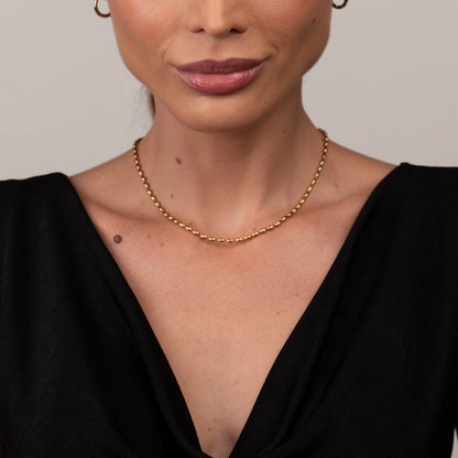 Beaded Chain Necklace - 18k Gold Plated