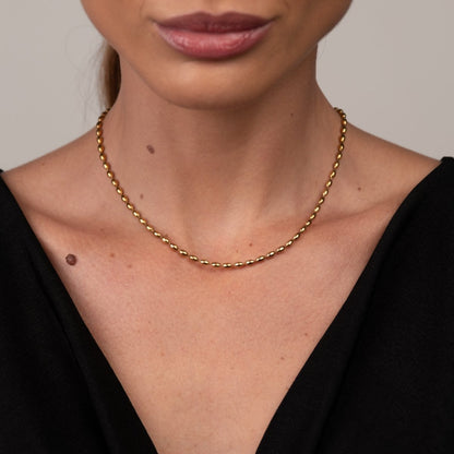 Beaded Chain Necklace - 18k Gold Plated