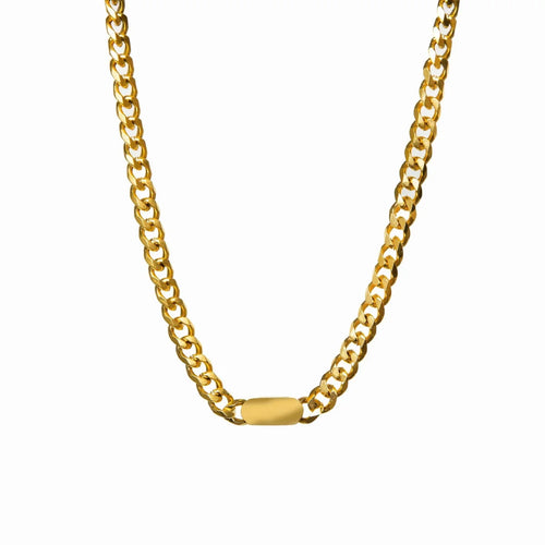 Minimalist Rectangular Pendant Chain Necklace 18k Gold Plated