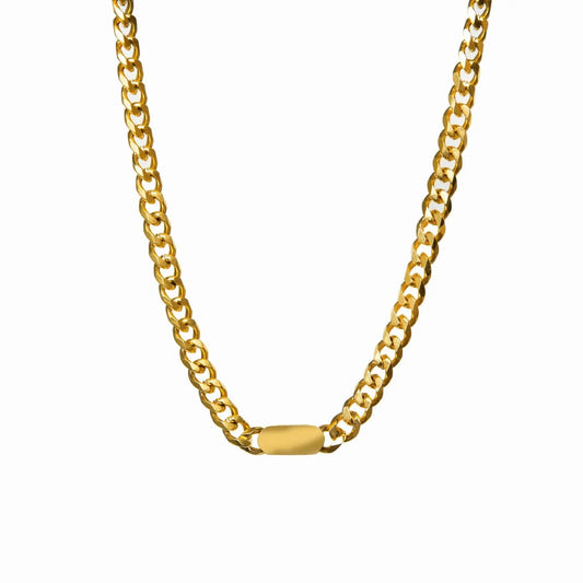 Minimalist Rectangular Pendant Chain Necklace 18k Gold Plated