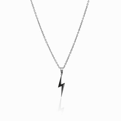 Energy Lightning Bolt Pendant Necklace - Silver