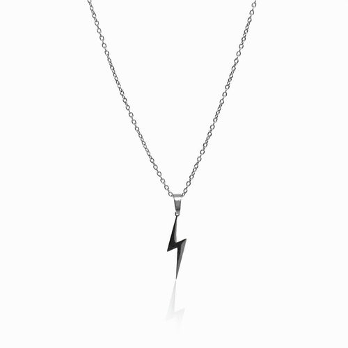 Energy Lightning Bolt Pendant Necklace - Silver