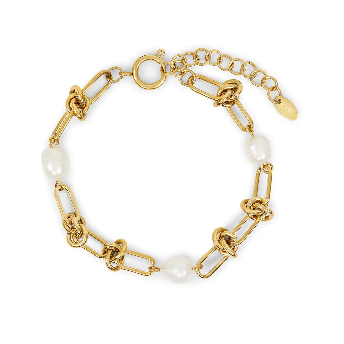 Knot and Pearls Bracelet - 18k Gold Plated